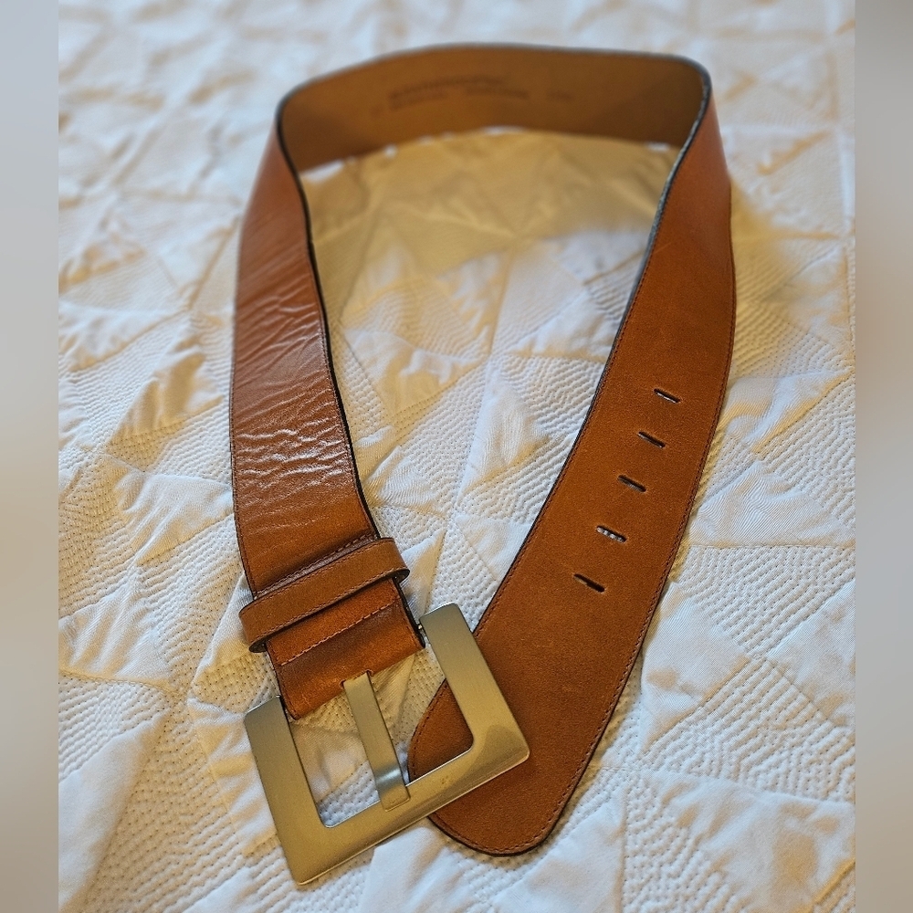 Leatherock Tan/ Camel Leather Wide Belt with Heavyduty Silver Buckle From Spain